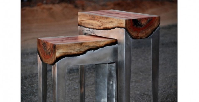 Muebles de tronco con metal fundido, imperdibles!!! taringa! Muebles de madera rusticos con troncos
