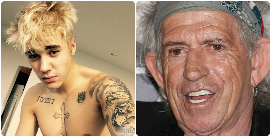 Todo mal entre Justin Bieber y Keith Richards