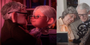 Festejo de 60 años de casados como si fueran los personajes de UP