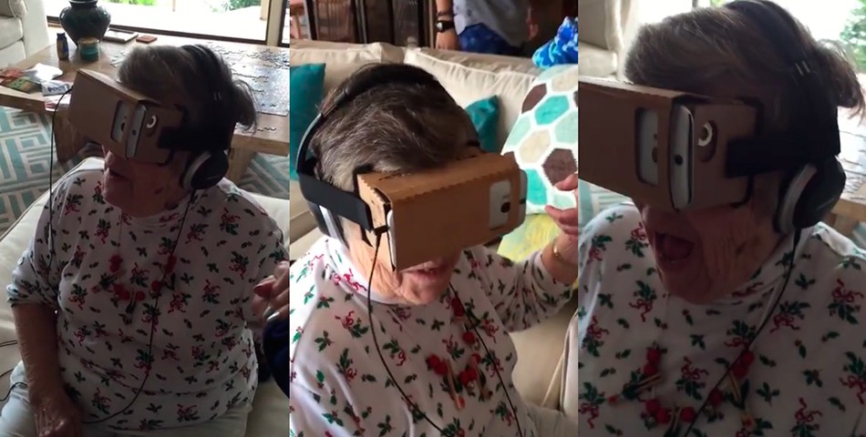Mirá cómo reacciona una abuela al probar un juego de realidad virtual