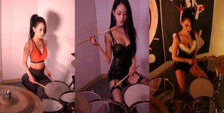 Coreana sexy que toca la batería en lencería se vuelve viral en internet