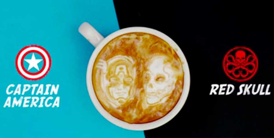 Recrea a los superhéroes en la espuma del café