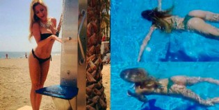 Hot en el agua: Evangelina Anderson nadó “ranita” con un diminuto traje de baño