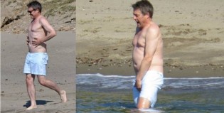 El ocaso de un galán: Hugh Grant se relajó en el mar y sufrió el frío