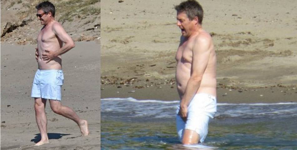 El ocaso de un galán: Hugh Grant se relajó en el mar y sufrió el frío