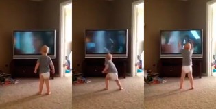 Un nene vio entrenar a Rocky y lo imitó como un campeón