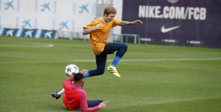 Justin Bieber y Messi estuvieron juntos en el entrenamiento del Barcelona