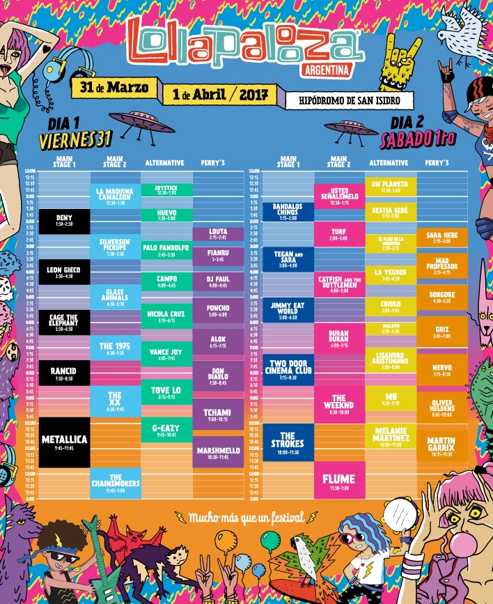 Line Up Lollapalooza 2017 - horarios