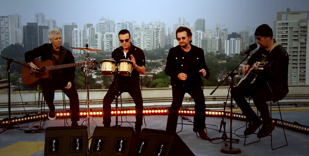 ¡U2 la rompió en la televisión brasilera con un show desde la terraza de un canal!