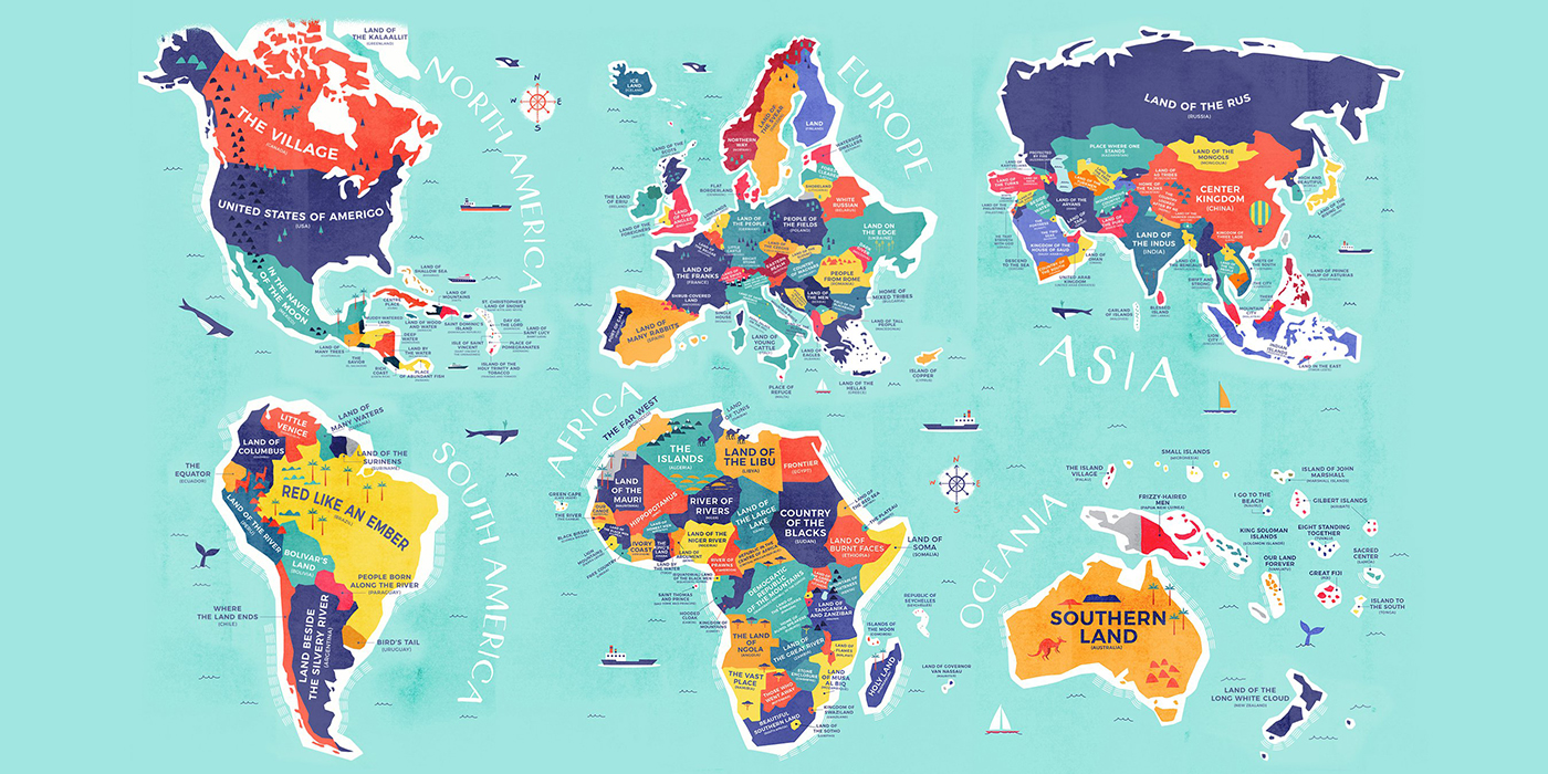 Crean un mapa con los nombres de los países y su traducción literal