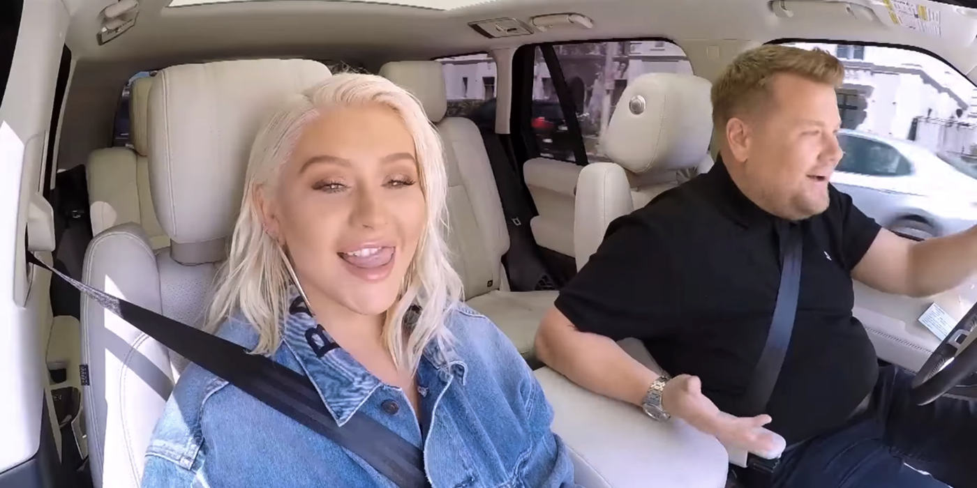 ¡Christina Aguilera se subió al auto de James Corden!