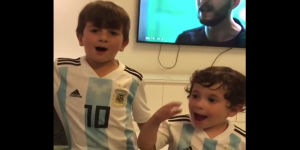 ¡Así festejaron los hijos de Messi, la goleada de la Selección Argentina!