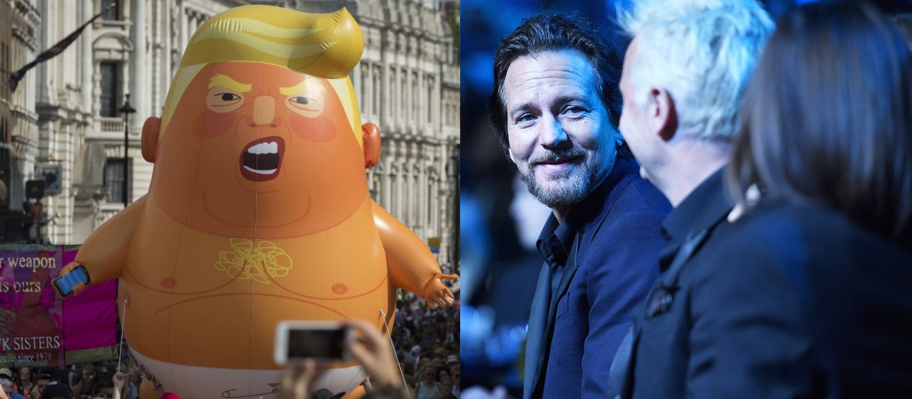 El Donald Trump bebé apareció en un show de Pearl Jam