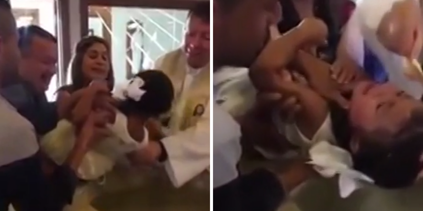 VIDEO: “¡Dejenme… puto!” Una nena insultó al cura mientras era bautizada