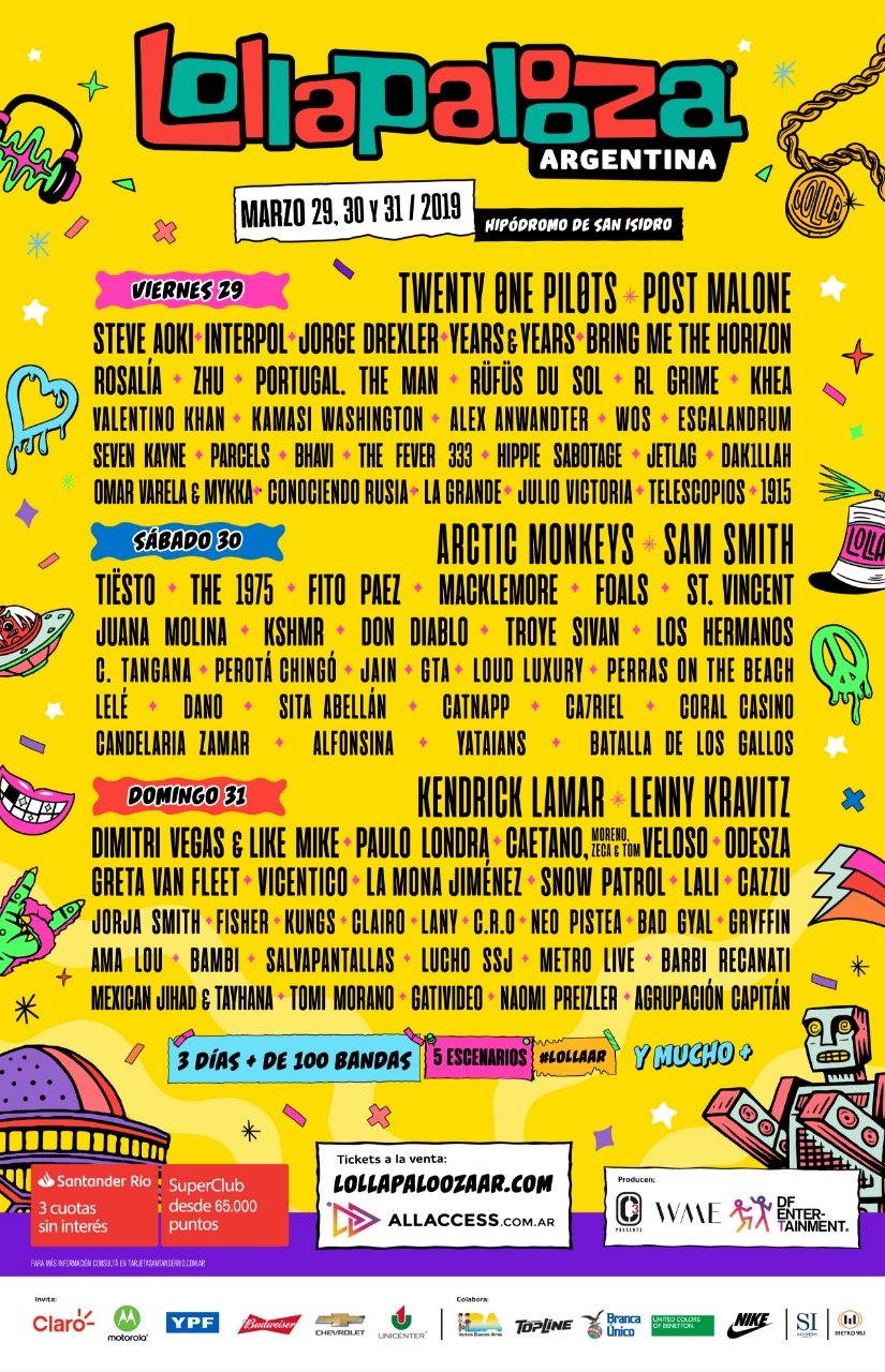 Lollapalooza Argentina ¡Este es el esperadísimo Lineup por día!