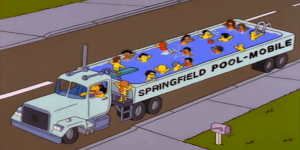 ¡Igual que en ‘Los Simpsons’!: En la provincia de San Luis convirtieron una camioneta en una pileta móvil