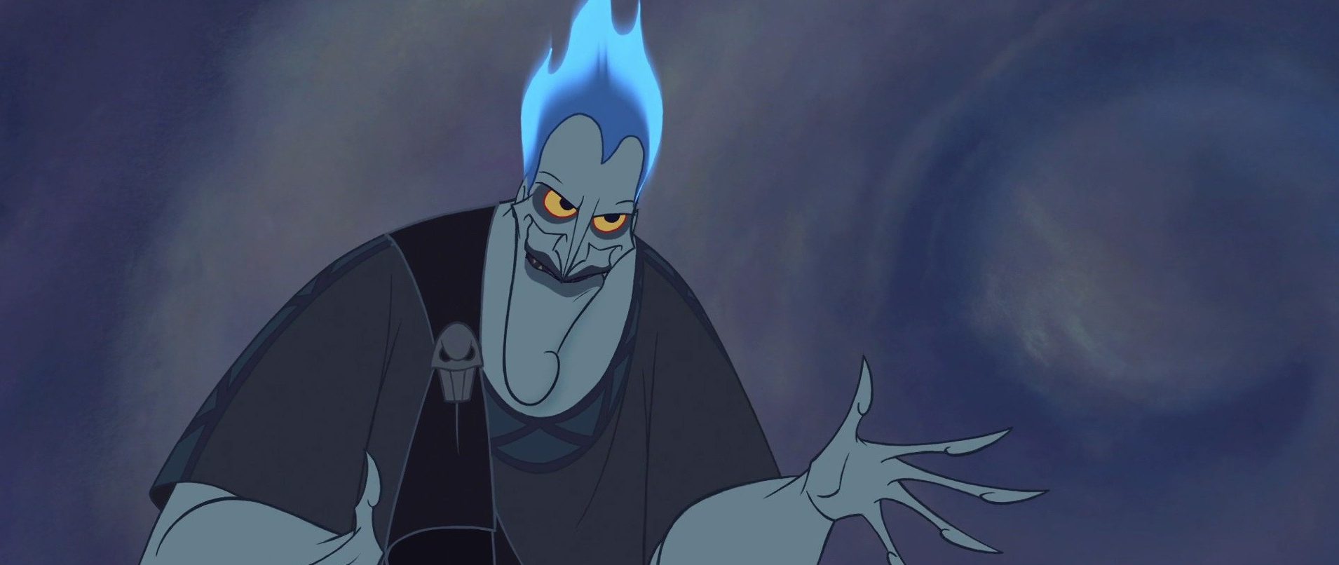 disney villain with blue fire hair