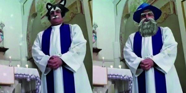 BLOOPER: un sacerdote transmitió la misa por streaming y se olvidó de desactivar los filtros