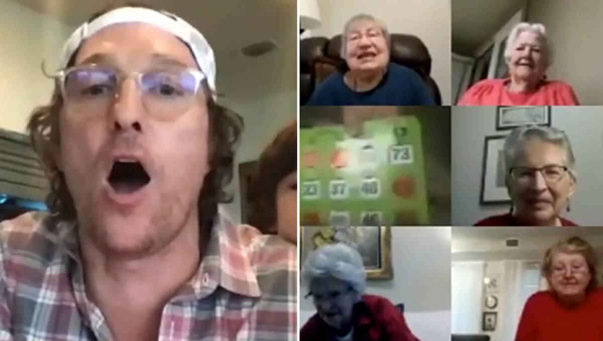 Matthew McConaughey está jugando al bingo virtual con los adultos mayores en cuarentena