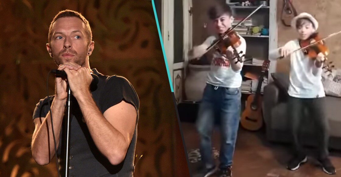 Chris Martin cantó “Viva la vida” junto a dos niños violinistas italianos