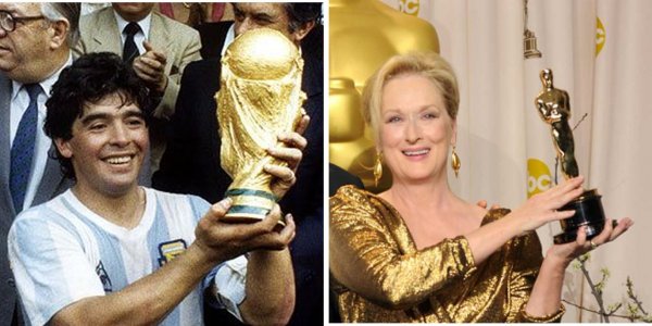 Maradona y Meryl Streep, 20 veces en la misma