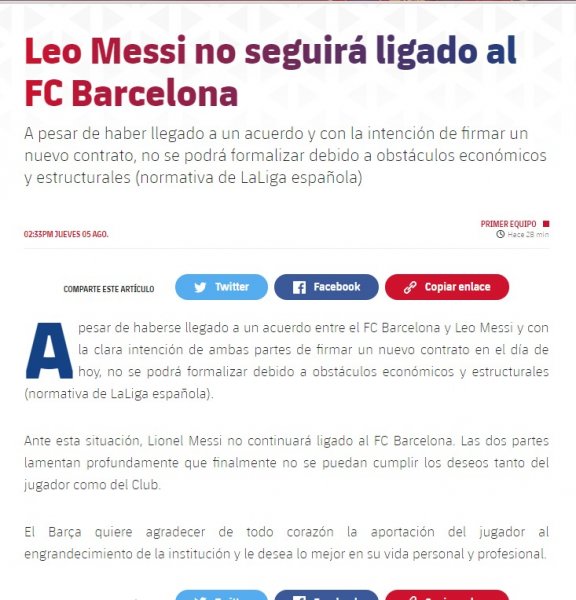 Messi se va del barcelona