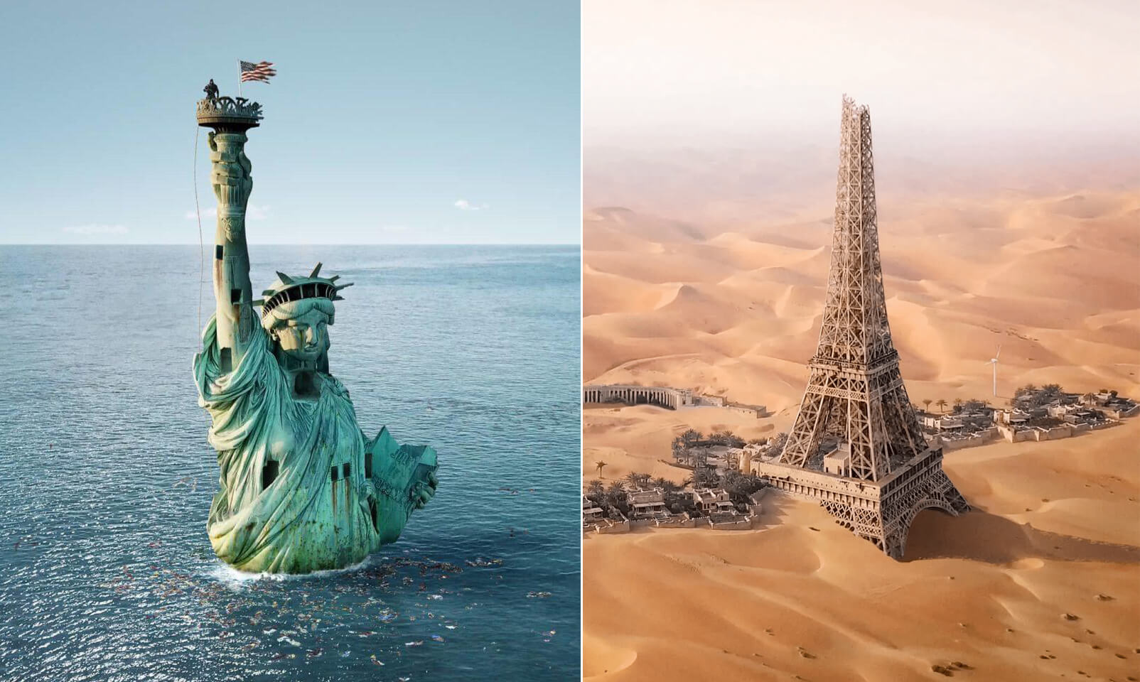 Un artista digital muestra cómo quedarían las ciudades del mundo tras el cambio climático