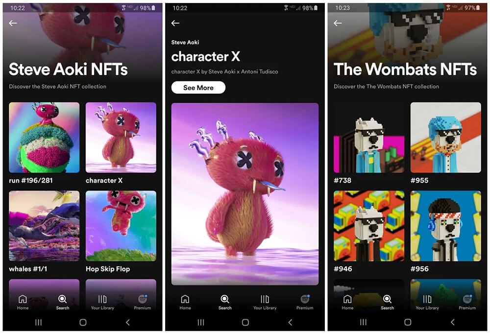 Spotify está probando galerías de NFTs para artistas