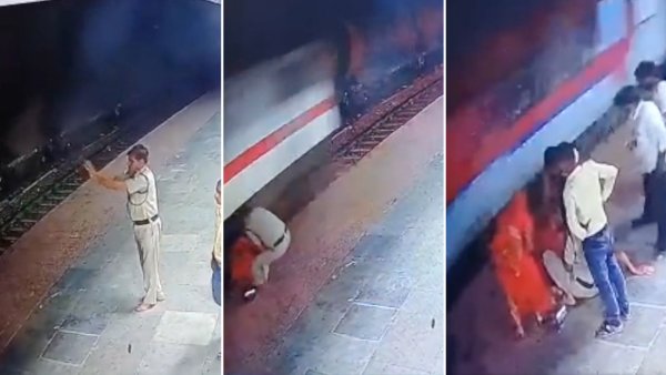 India: Un policía salvó a una anciana de ser arrollada por un tren