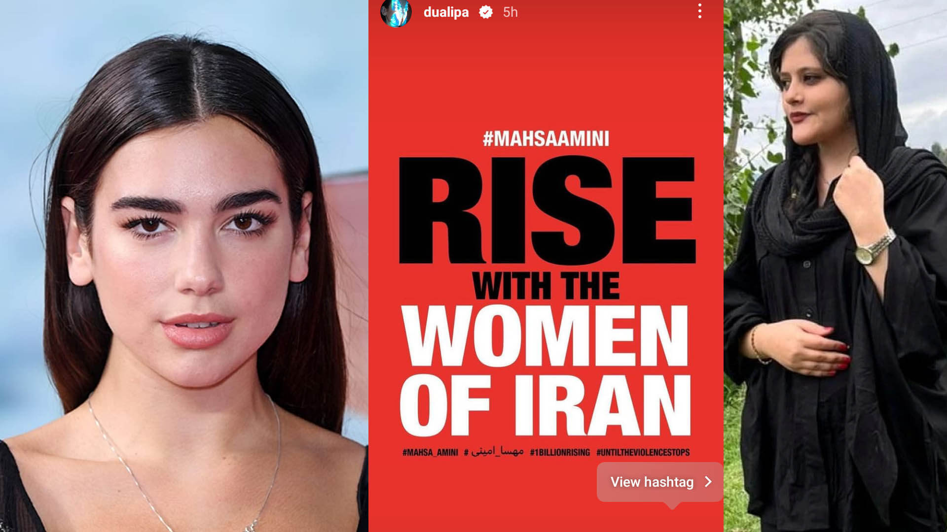 Dua Lipa, Angelina Jolie y Justin Bieber expresaron su apoyo a los manifestantes iraníes