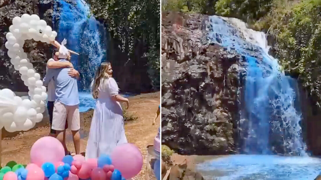 Una pareja contaminó una cascada en Brasil para revelar el sexo de su bebé
