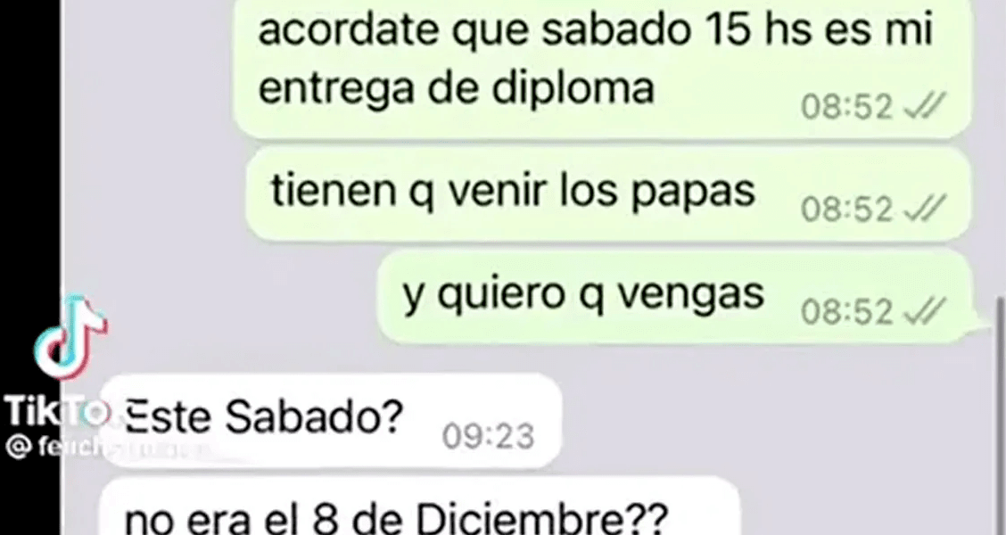 Le dijo a su papá que la entrega de diplomas era durante el partido de Argentina y la reacción se hizo viral