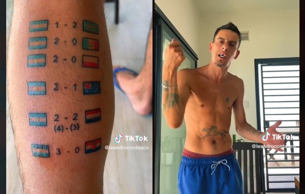 Reapareció el hincha que se tatuó los resultados de Argentina en el Mundial